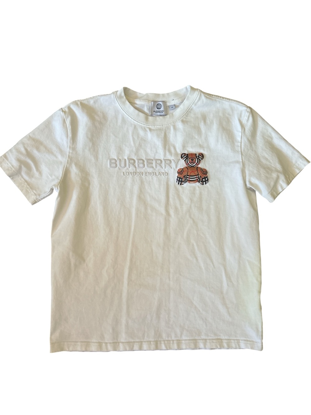 Burberry White Kids Bear Shirt